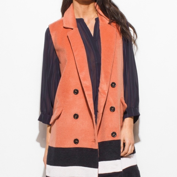 5🌟Peach Black Fall Vest - Picture 3 of 4